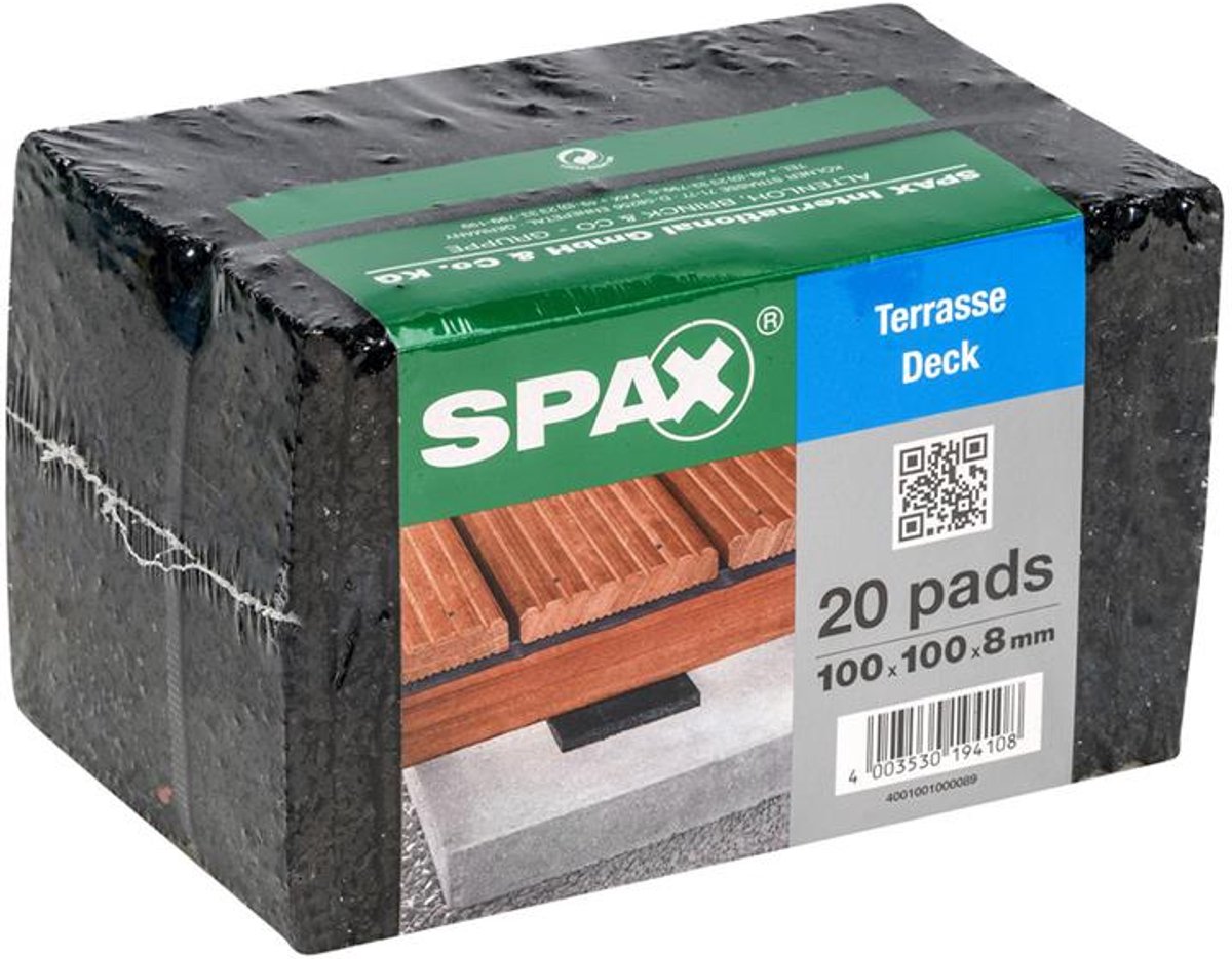 Spax viti spax - distanza - cuscinetti per decking - 100 x 100 x 8 mm (20 pezzi)