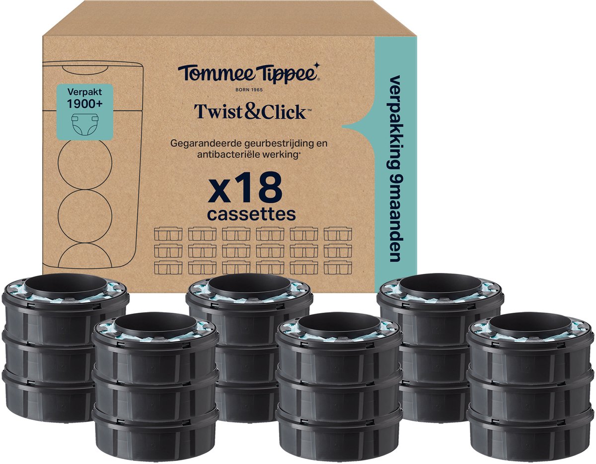 Ricariche per secchielli per pannolini Tommee Tippee Twist Click - Confezione da 18 pezzi - Cassette di ricarica da 18 x 10,5 m