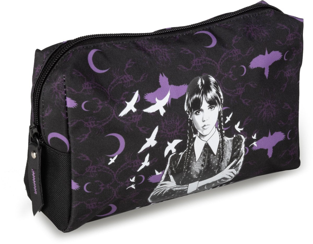Lannoo graphics - wednesday etui cosmetic 21cm black purple wednesday