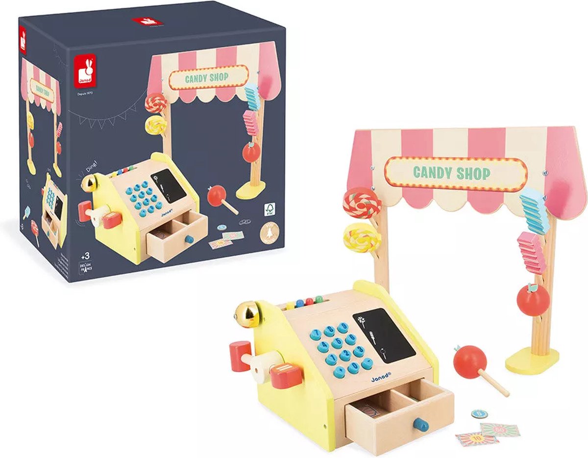 Janod - apple pop - tienda de dulces con accesorios