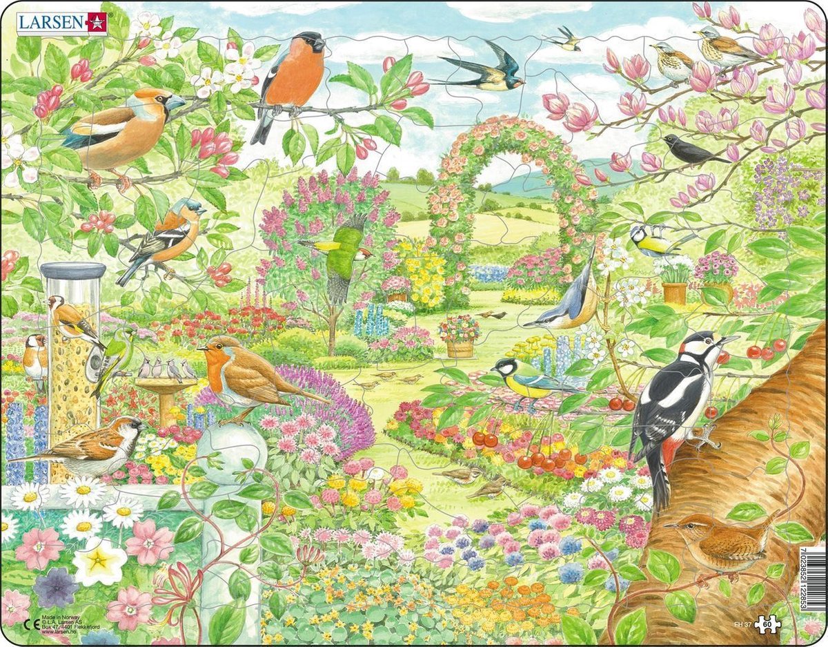 Selecta Larsen Pluzzle Animals - Garden Birds and Flowers, 60 °.