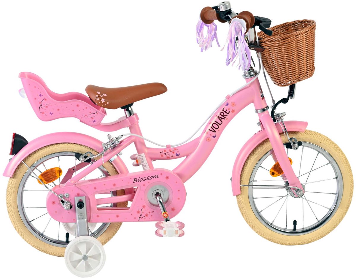 Bicicleta infantil Volare Blossom - niña - 14 pulgadas - rosa - dos frenos de mano