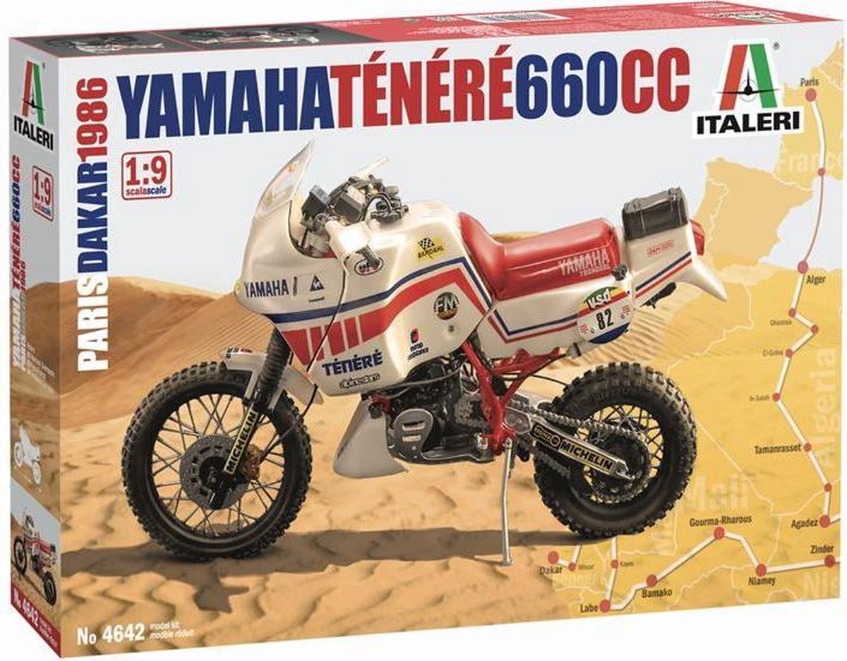 Italeri modelbouwpakket militaire voertuigen - 4642 yamaha ténéré 660cc paris dakar 1986 plastic - 1:9 - modelbouw