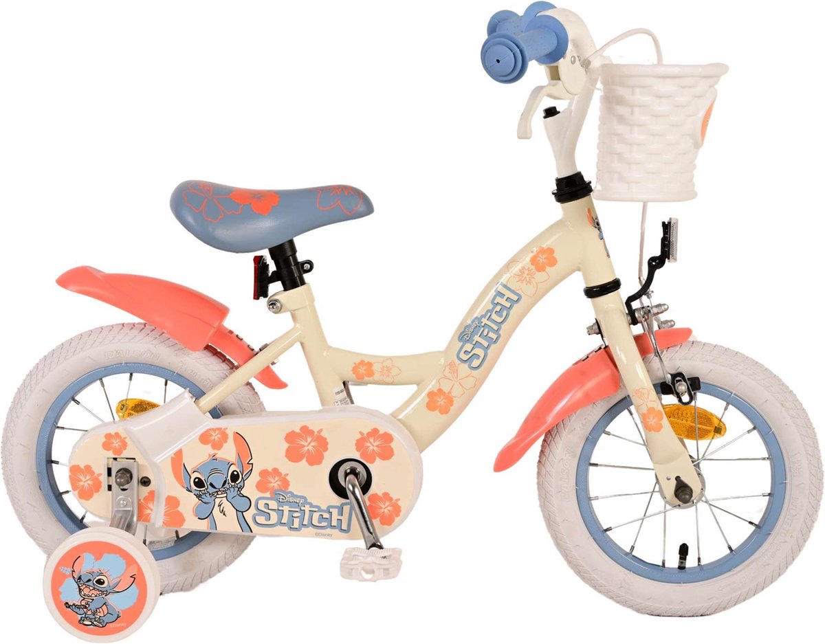 Bike per bambini Disney Stitch - Girls - 12 pollici - Cream Coral Blue