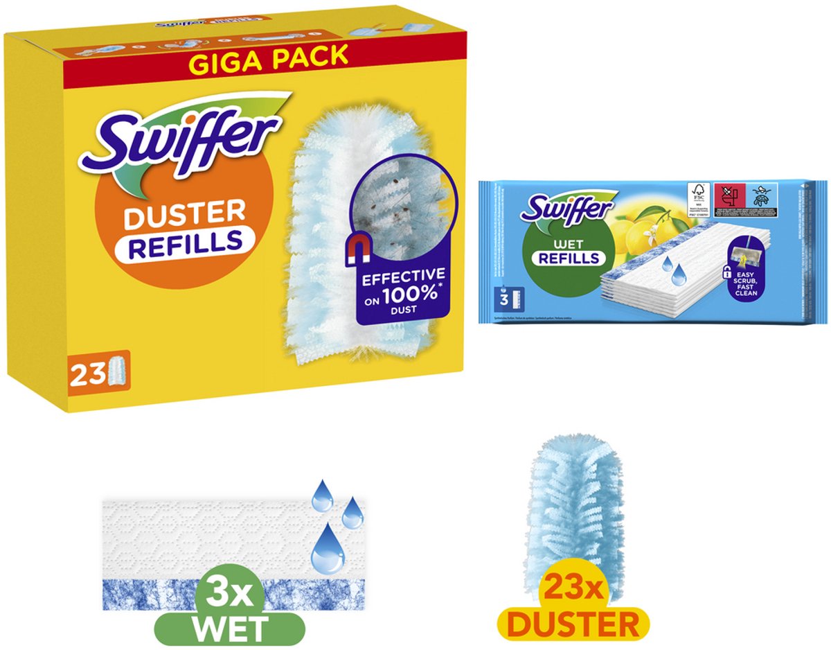 Swiffer duster trap lock- 23 navullingen vochtige vloerdoekjes - 3 navullingen
