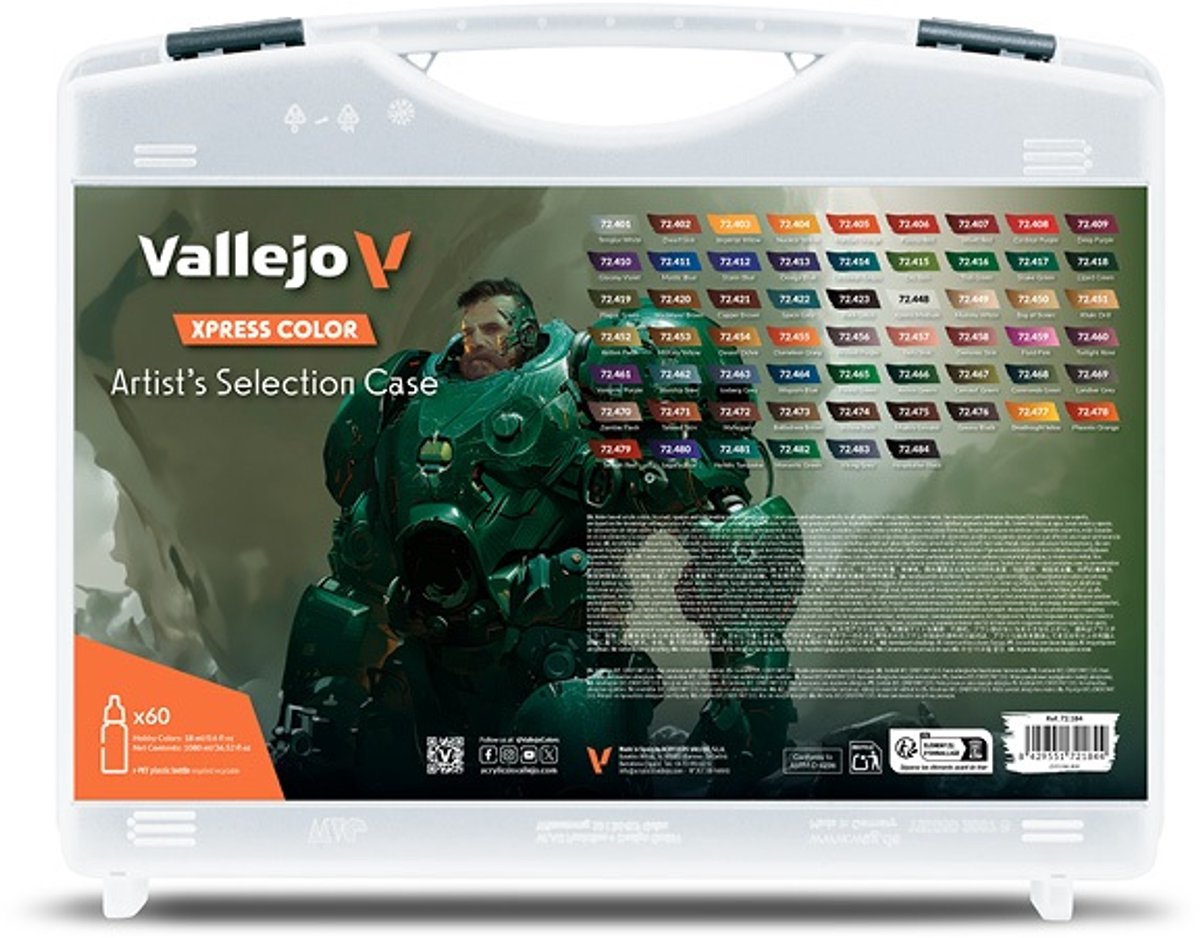 Pintura acrílica Vallejo hobby paint - 72184 xpress color - selección de artista - maleta - set de acrílico - set de pintura 60x - 60x 18 ml