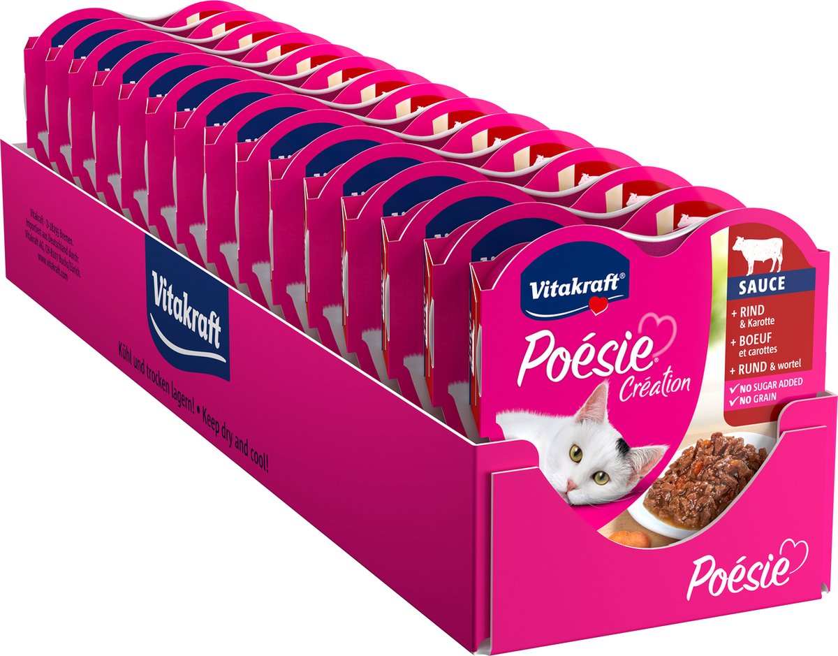 Vitakraft poésie® création beef zanahoria - salsa - comida húmeda - 15x85 gramos