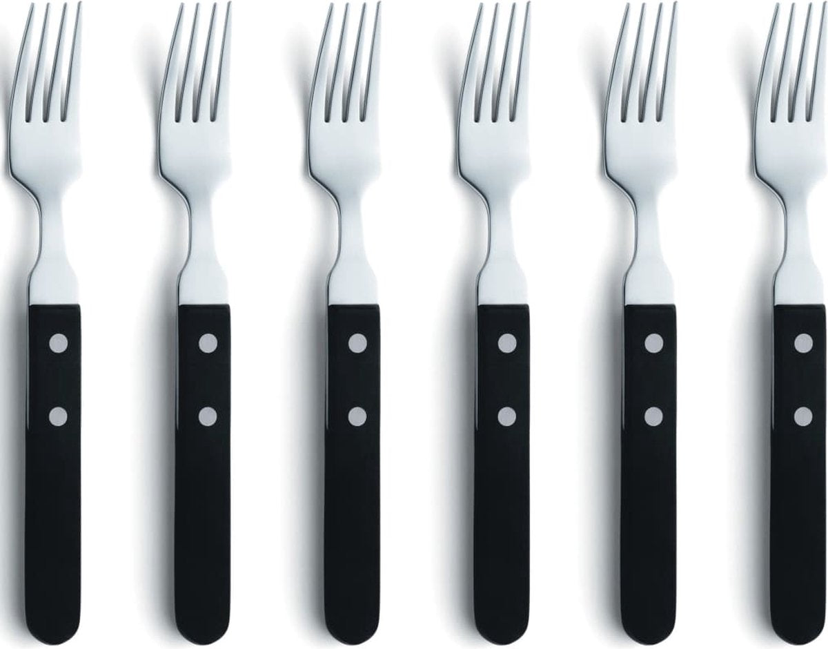 Amefa pizza - 6 steakvorken - zwart