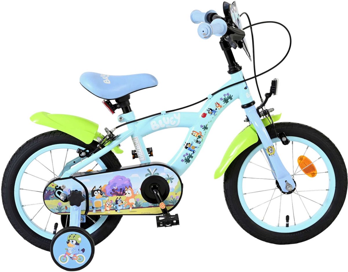 Bicicleta para niños Bluey - 14 pulgadas - azul claro - dos frenos de mano