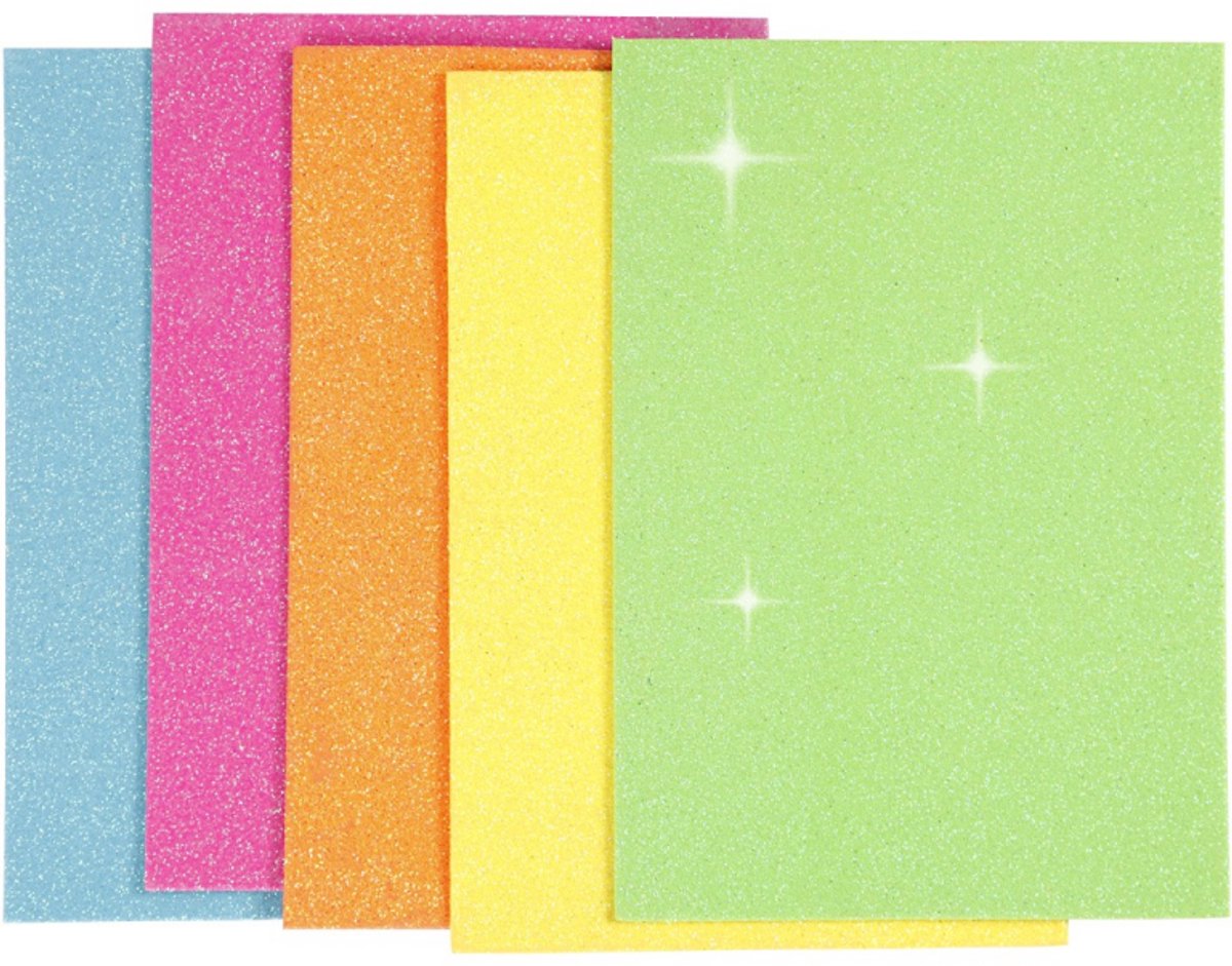 Fogli foam Creative Company, a5, foglio 150x210 mm, spessore 2 mm, vari colori, 5 fogli 1 scatola