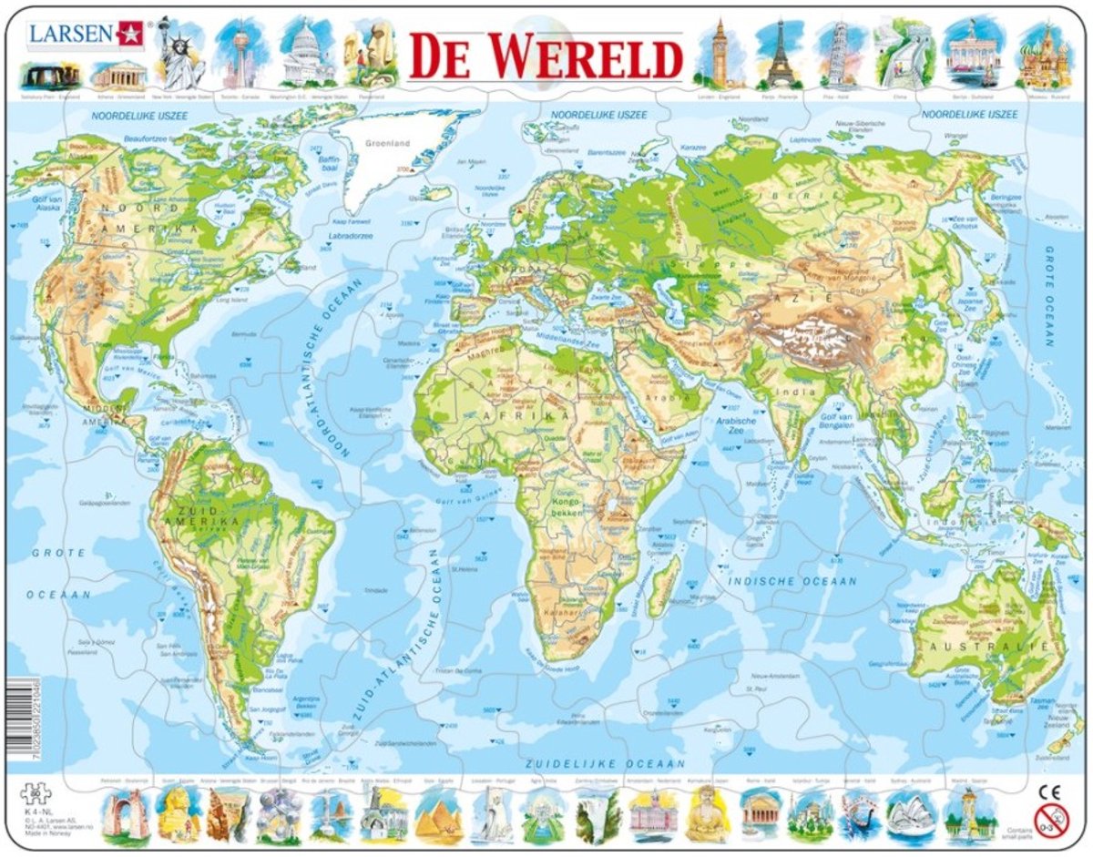 SelectA Larsen Pluzzle Map World - Geographic, 80st.