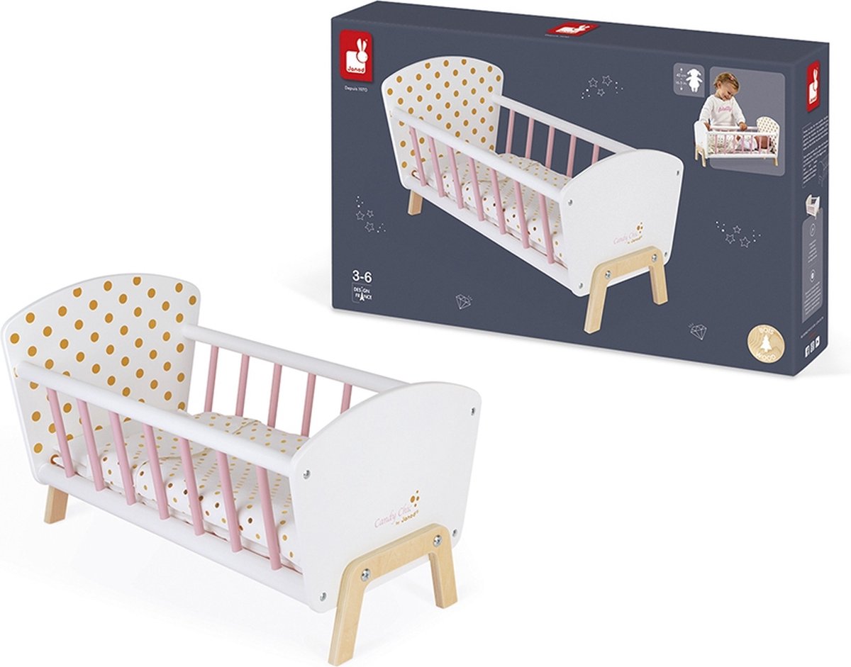 Janod - candy chic - cama para muñecas de madera