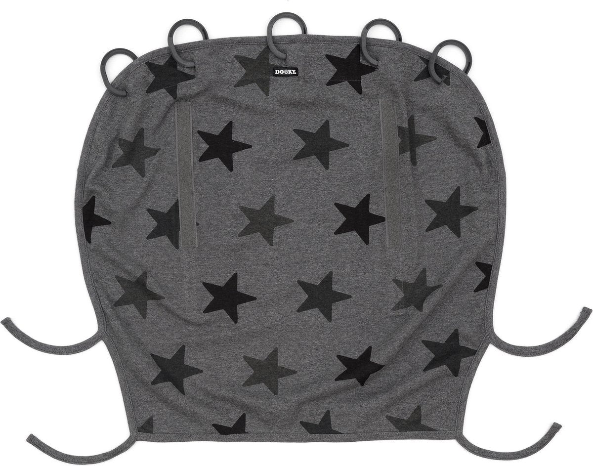 Funda universal para cochecito Dooky con sombrilla - Protección UV para su hijo - Silla de paseo con capota para el sol - Estrellas grises