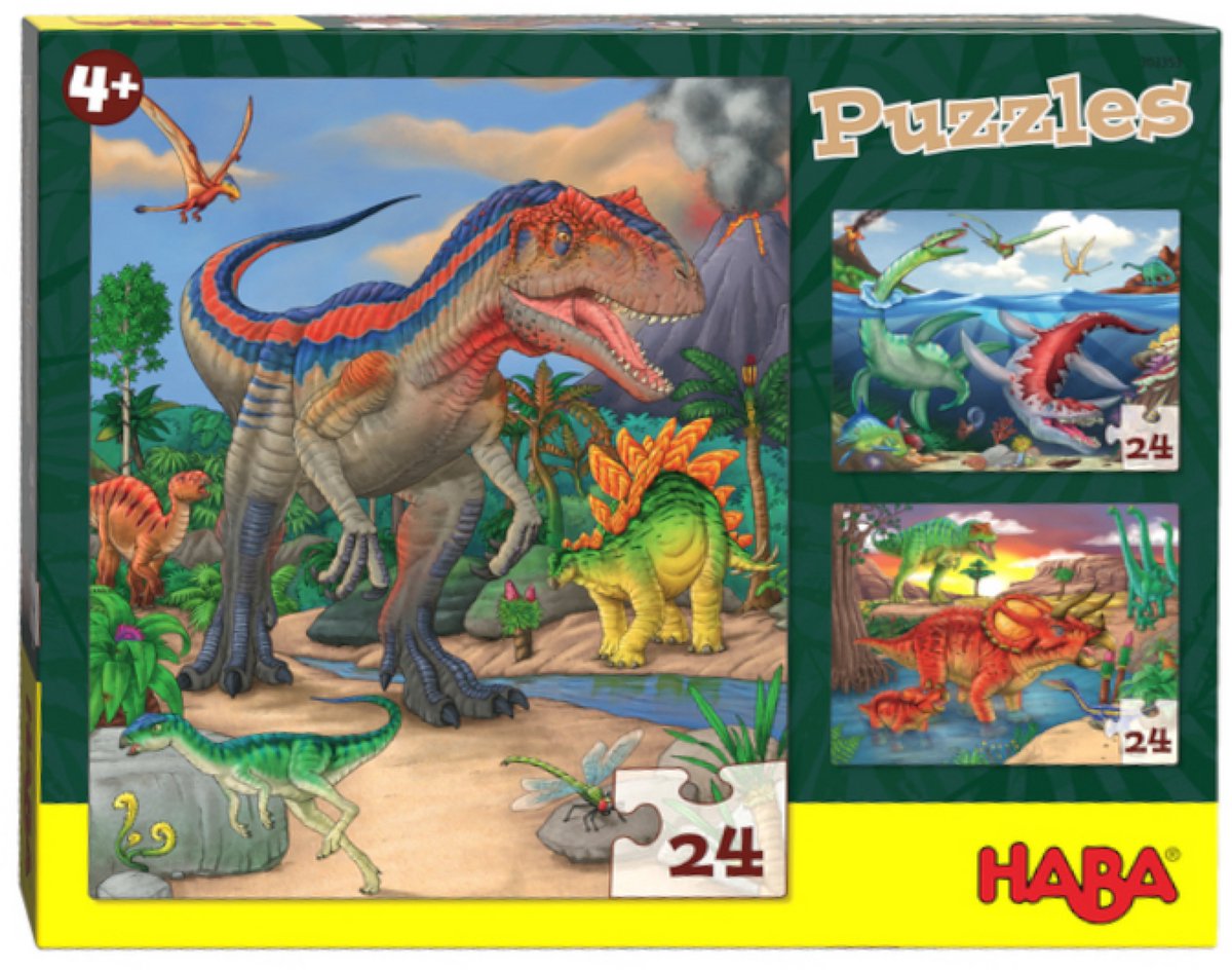Puzzle Haba dinosauri 3 in 1 ragazzi 3 x 24 pezzi