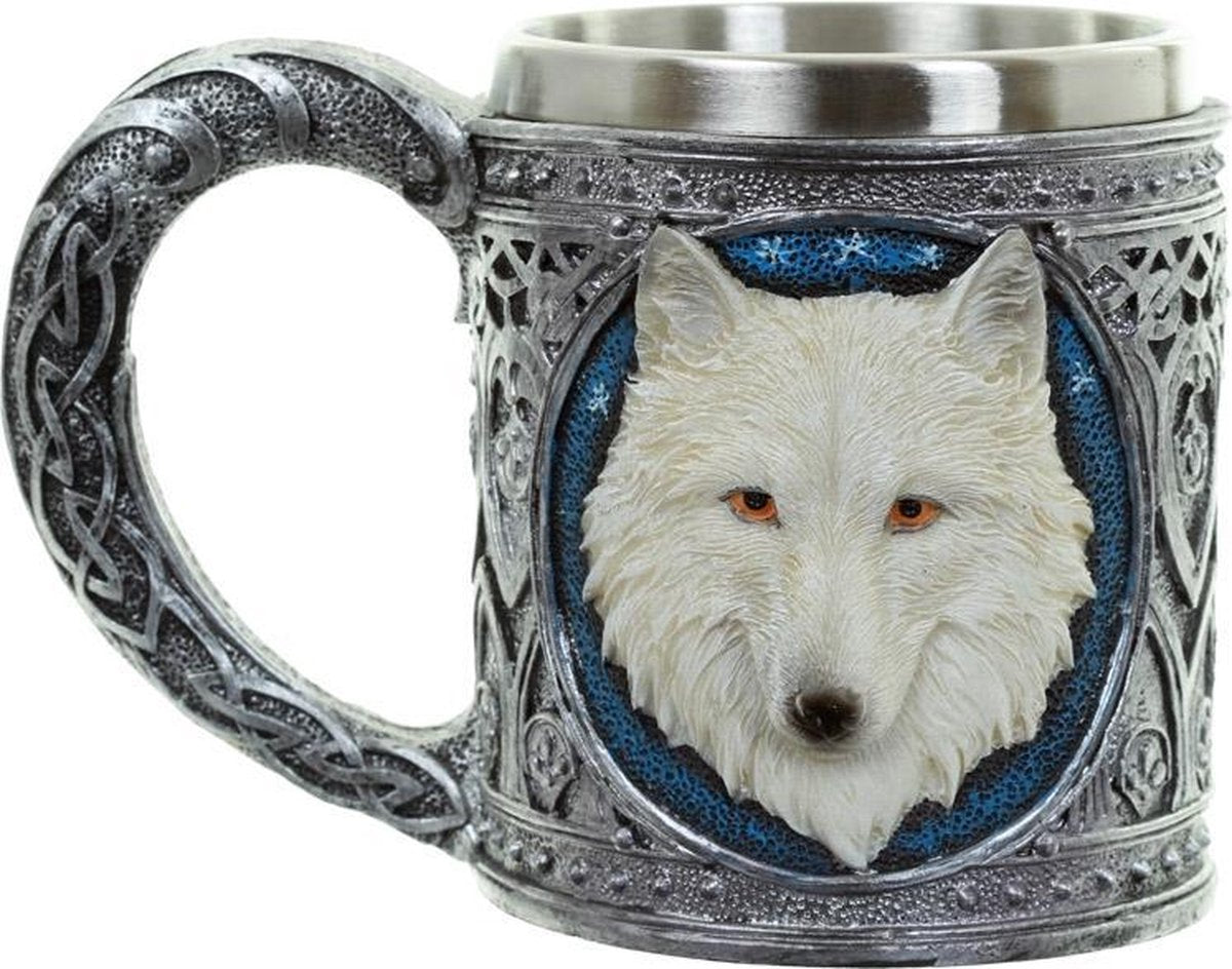 Copa decorativa de beber lobo blanco
