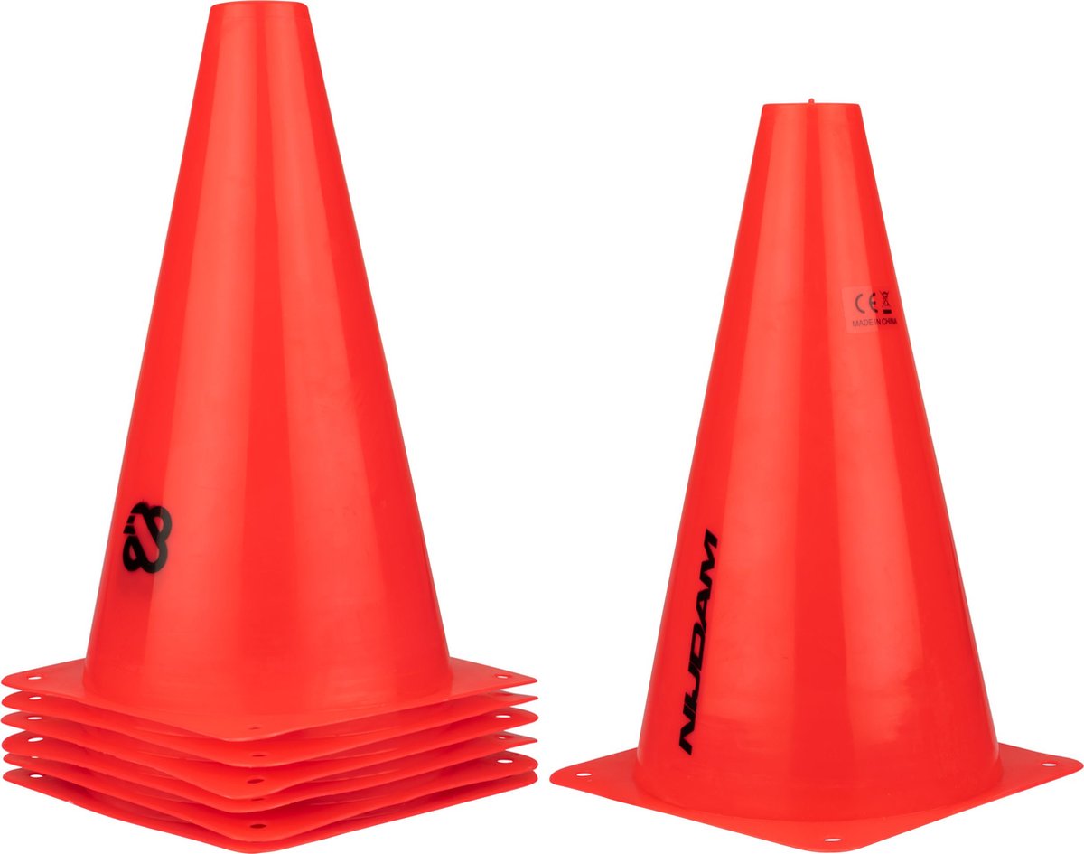 Coni slalom Nijdam - set da 6 pezzi - 23 cm - rossi