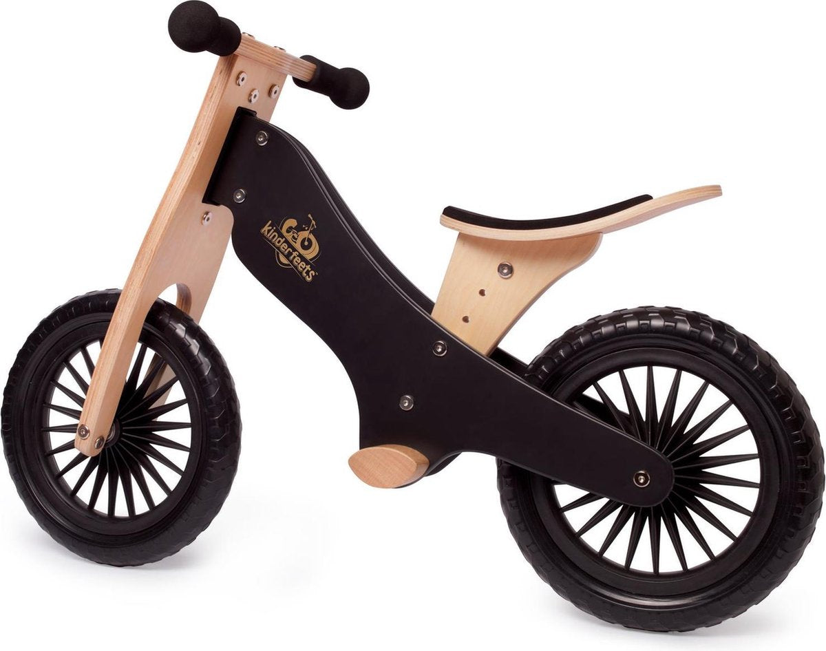 Kinderfeets bicicletta senza pedali in legno da 2 anni - nera