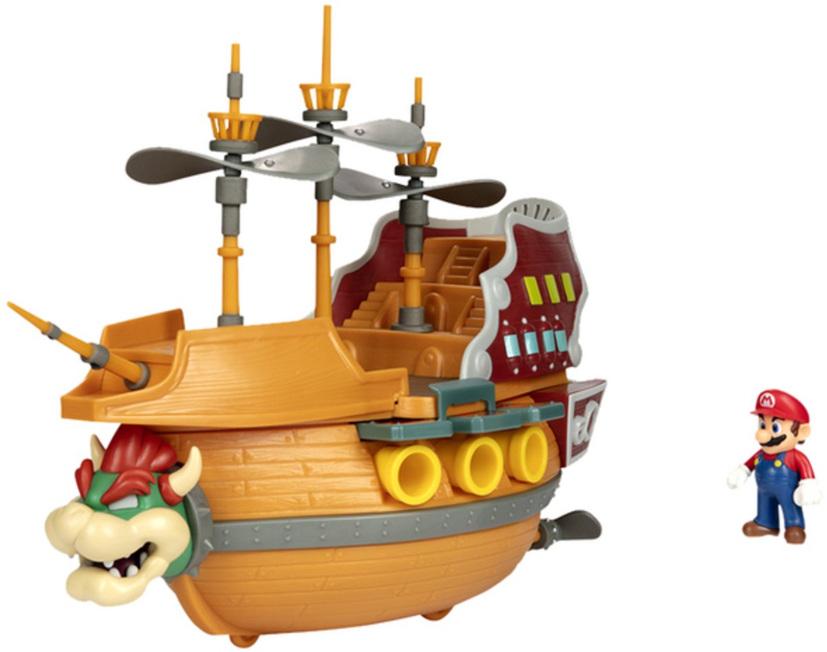 Jakks Super Mario Deluxe Set da gioco dirigibile di Bowser con action figure di Mario