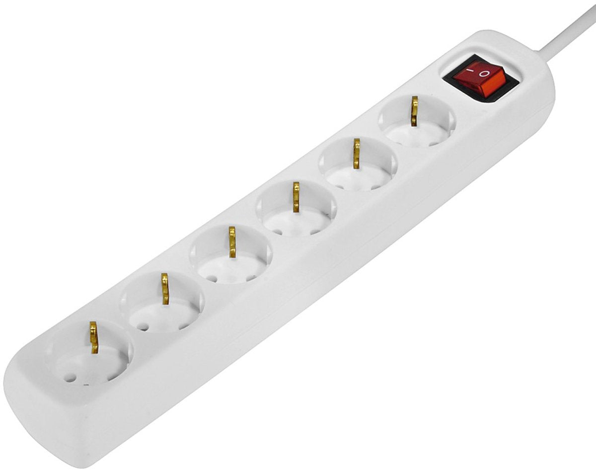 Regleta Hama con interruptor - 6 vías - cable de 1,4 m - blanco