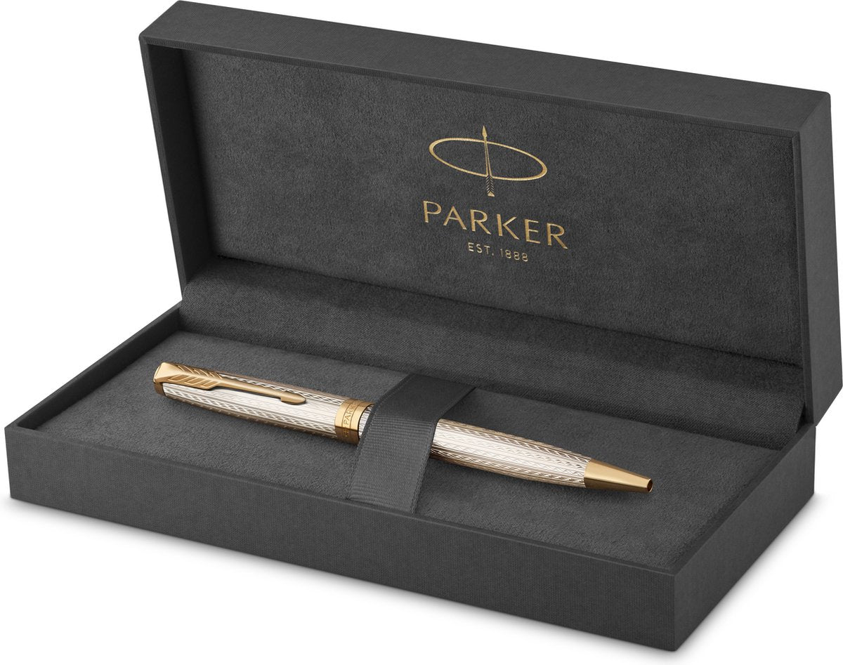 Bolígrafo Parker Sonnet | mistral de plata | punto medio con tinta negra | caja de regalo