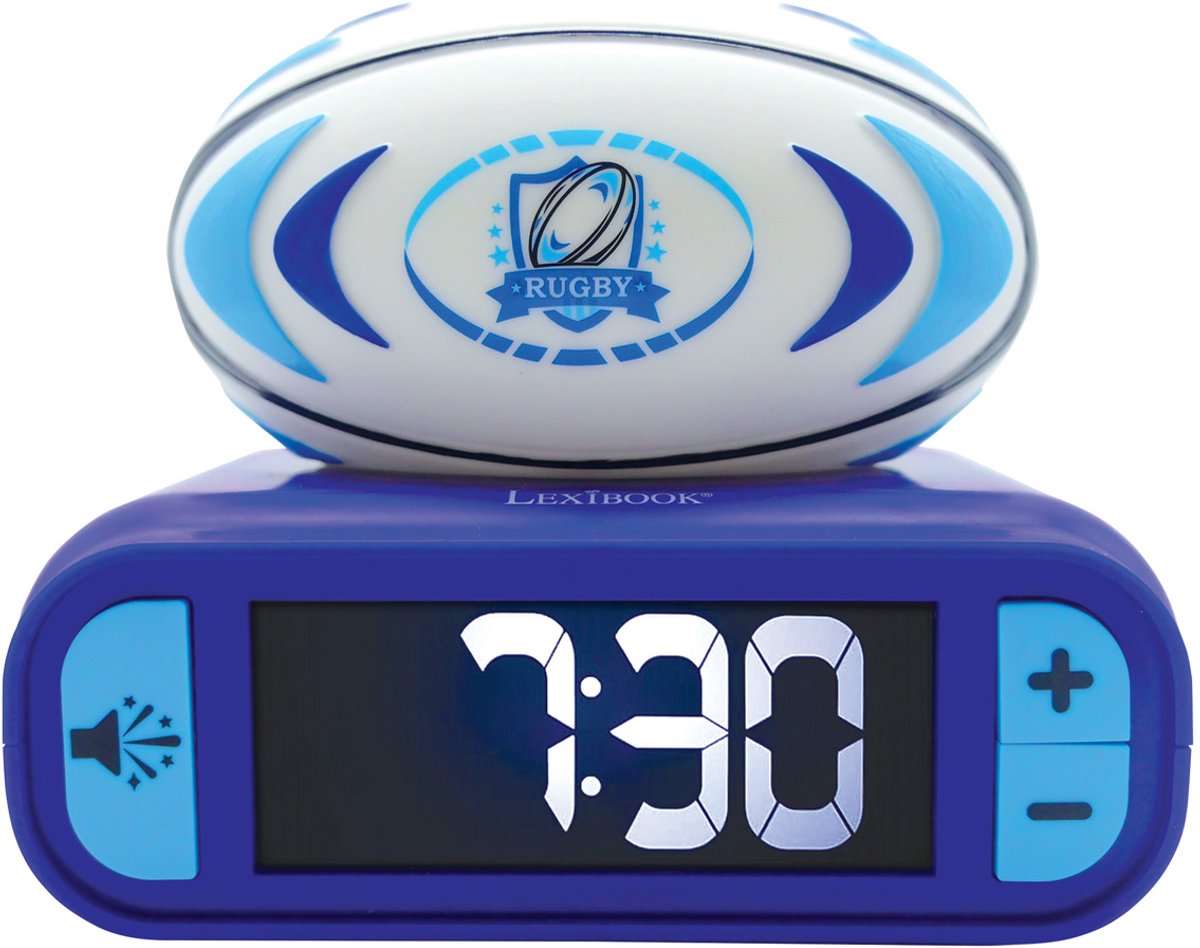 Sveglia digitale Lexibook con luce notturna del pallone da rugby 3D ed effetti sonori