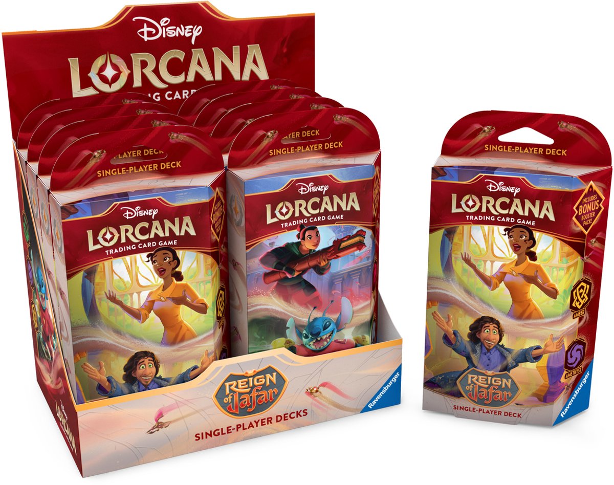 Disney lorcana ravensburger - starter deck display (8x) - verzamelkaartspel - vanaf 8 jaar