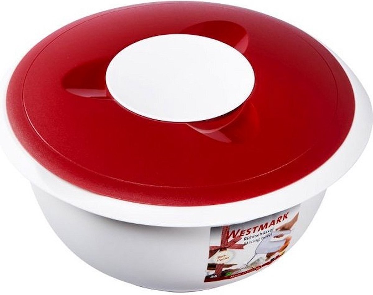 Ciotola Westmark con coperchio in due pezzi, 3,5 l, con beccuccio, plastica, bianco rosso, 3155227r