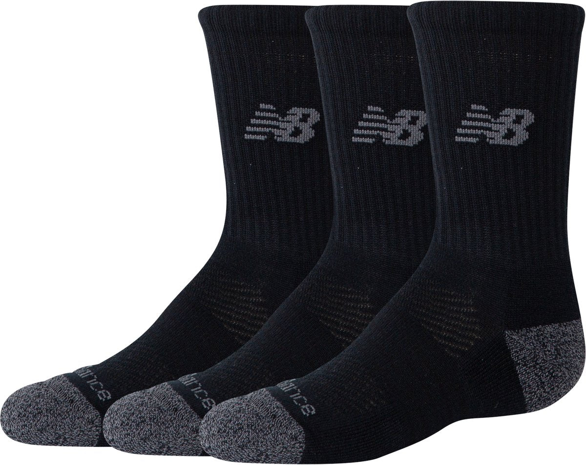 New Balance Youth Active Crew Calzini Confezione da 3 calzini sportivi unisex - neri