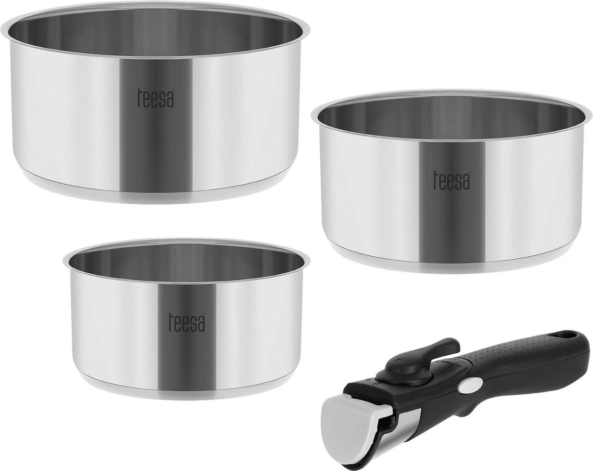 Teesa tsa0148 - driedelige roestvrijstalen pannenset cook expert single hand