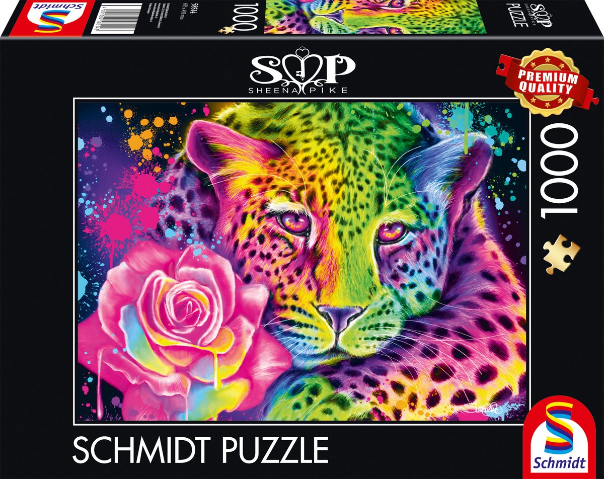 Schmidt - puzzle - leopardo arcobaleno neon - luccio sheena - 1000 pezzi - adulti - da 12 anni