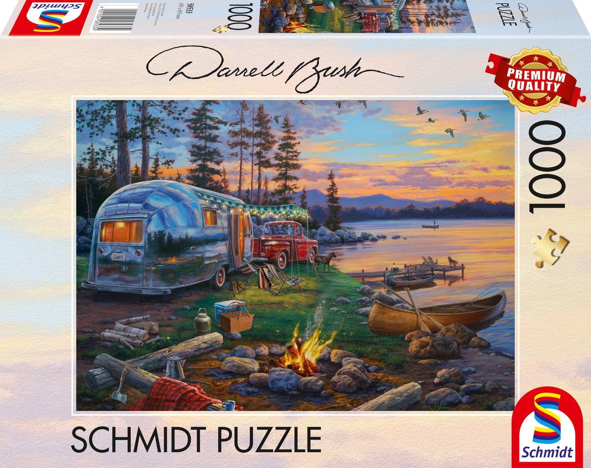 Schmidt - rompecabezas - camping idílico junto al lago - darrell bush - 1000 piezas - adultos - a partir de 12 años