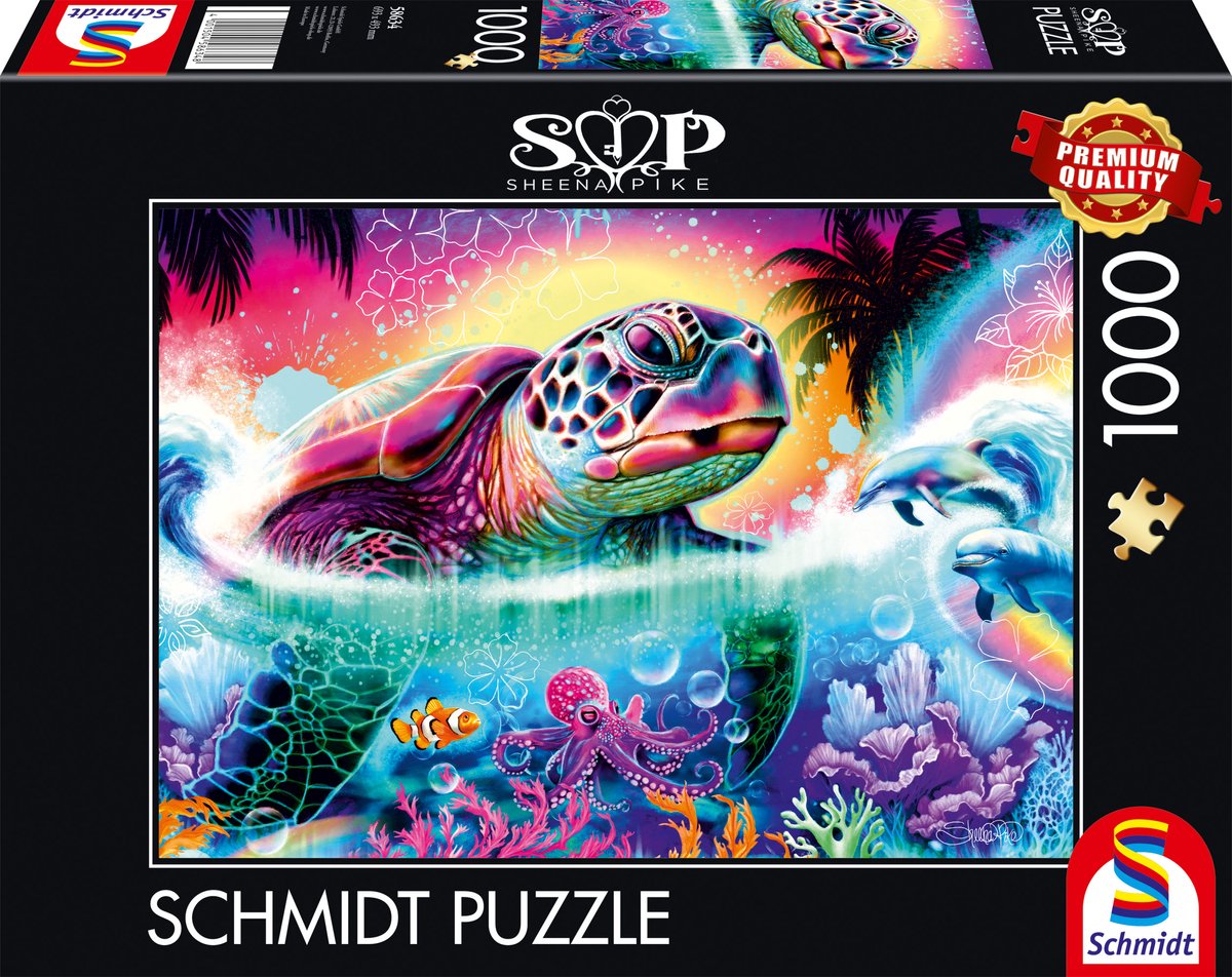 Schmidt - puzzle - tartaruga neon - luccio sheena - 1000 pezzi - adulti - da 12 anni