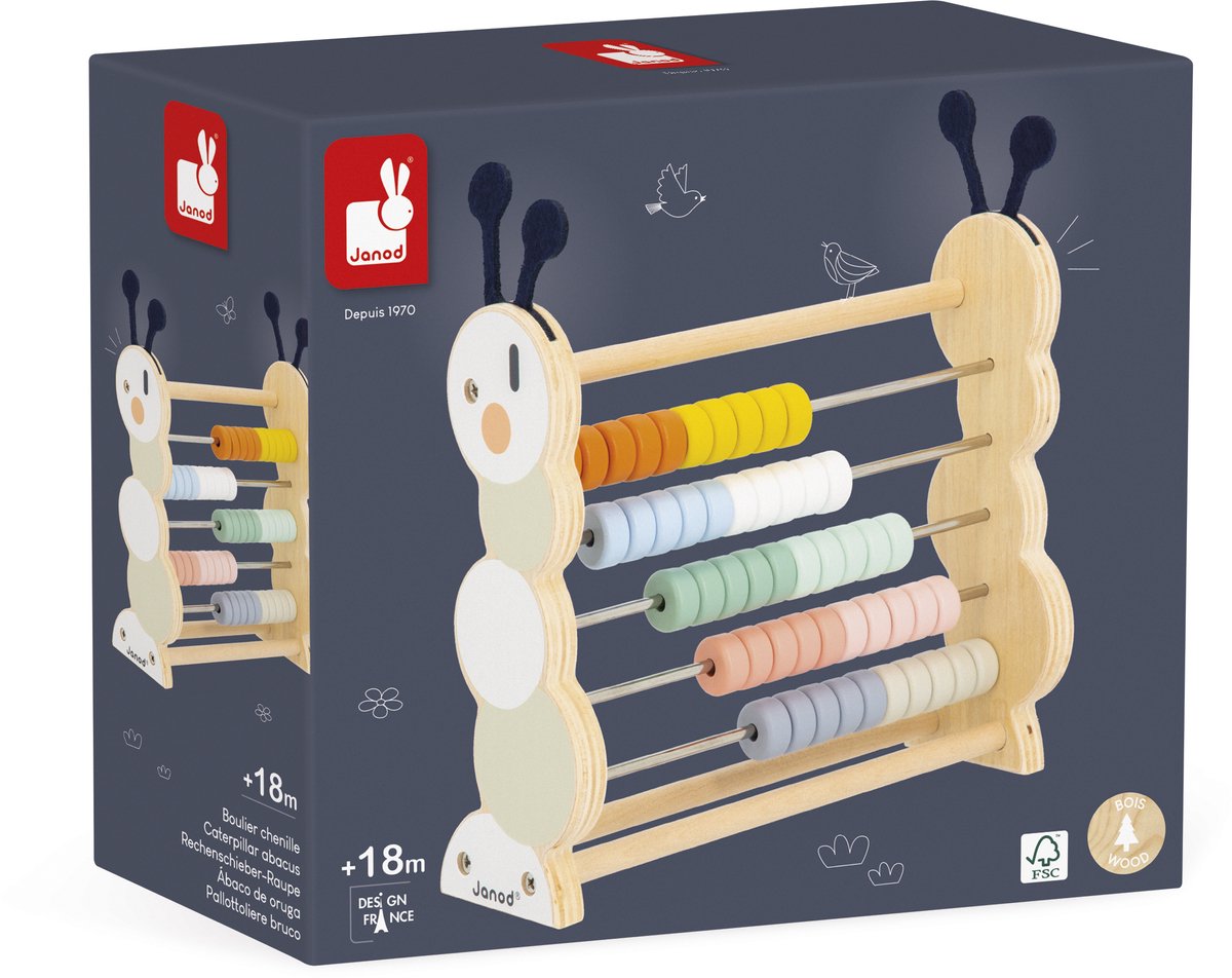Janod - capullo dulce - ábaco de madera tups - juego educativo