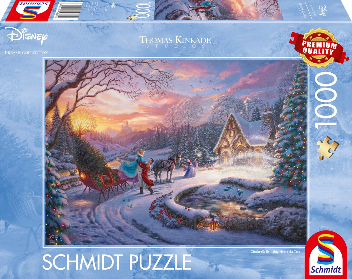 Schmidt - legpuzzel - disney, cinderella, bringing home for christmas - thomas kinkade studios - 1000 stukjes - volwassenen - vanaf 12 jaar