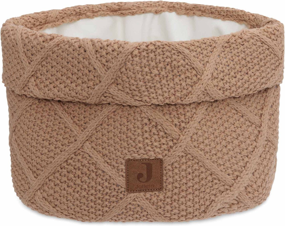 Jollein - commodemandje - commode mandje voor babykamer- 14x18cm - opbermand - check knit biscuit