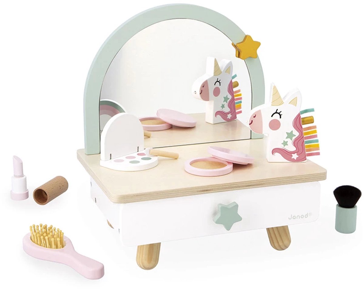 Janod - unicornio - mesa de peluquería de madera