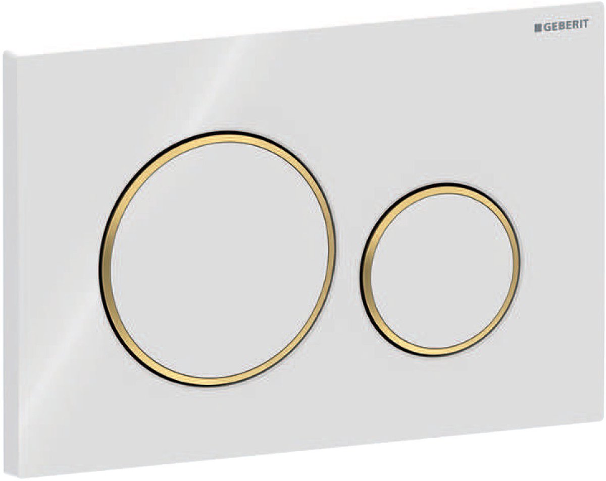Panel de control Geberit sigma20 - empotrado de 2 botones - botones redondos - oro blanco blanco