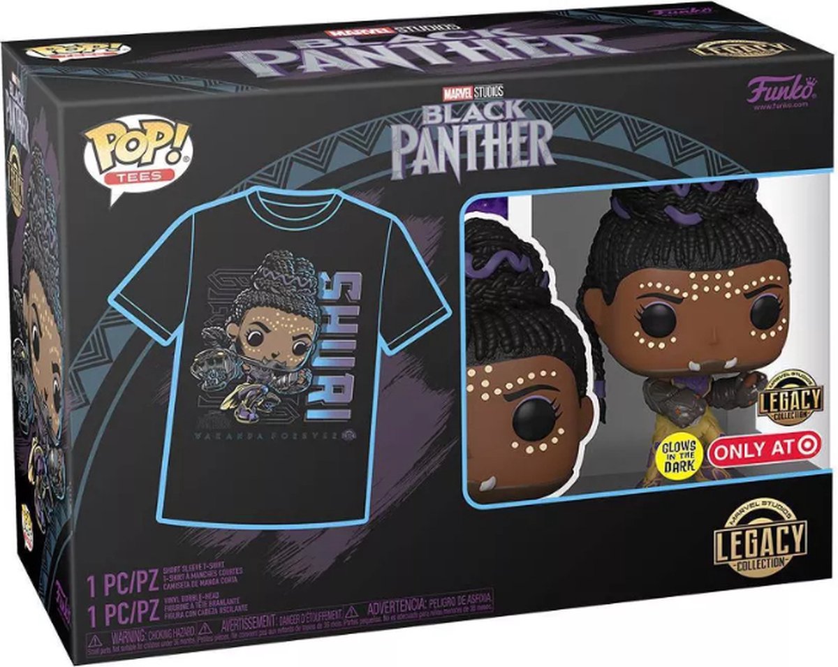 Funko pop! t-shirt box: marvel black panther legacy colection - shuri #876 (m)