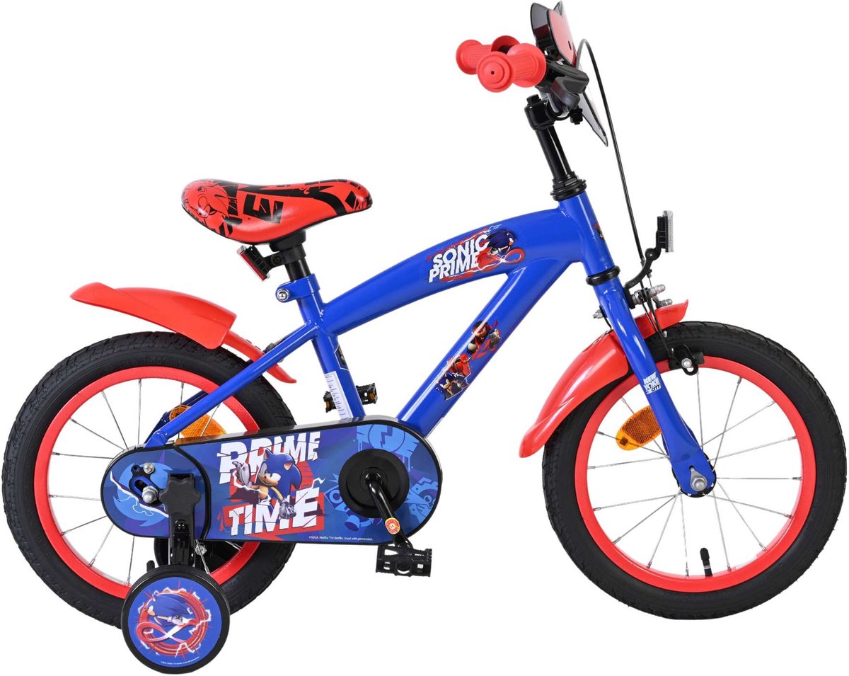 Bicicletta per bambini Volare Sonic Prime - ragazzi - 14 pollici - blu rosso