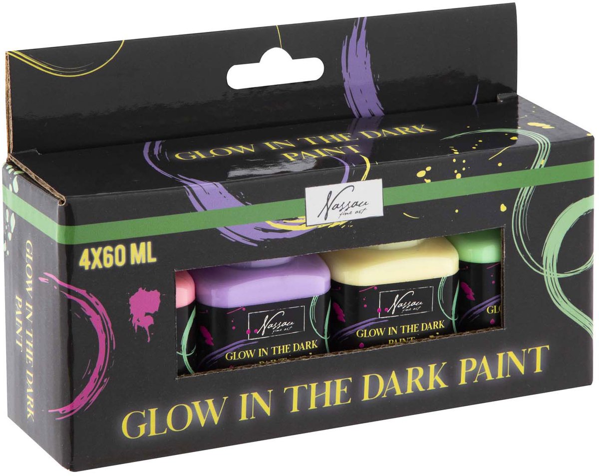 Creative Craft Group Pintura acrílica Glow in the Dark, 4x60ml