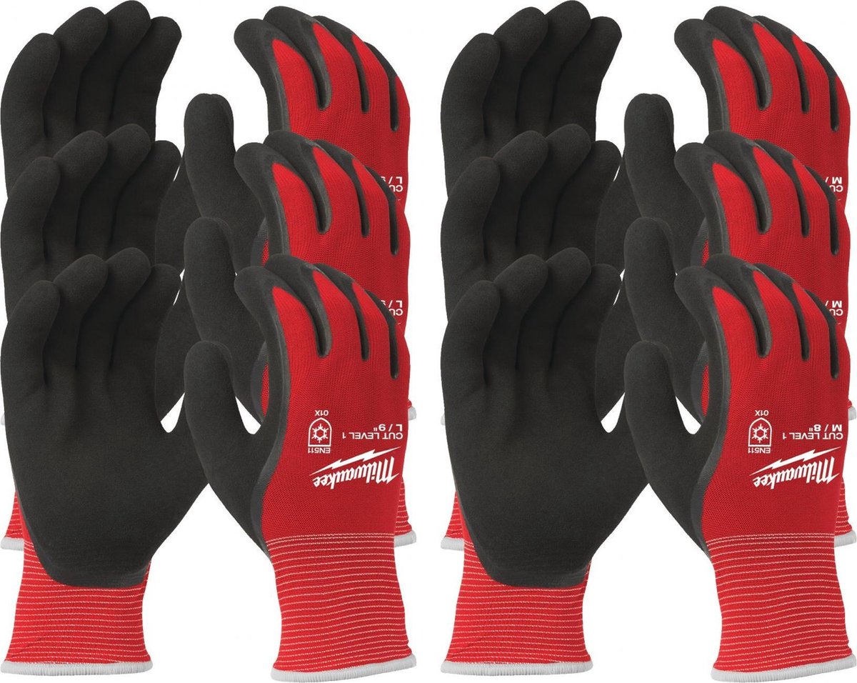 Milwaukee 4932471607 werkhandschoenen - snijklasse 1 - 9 l- 12 paar