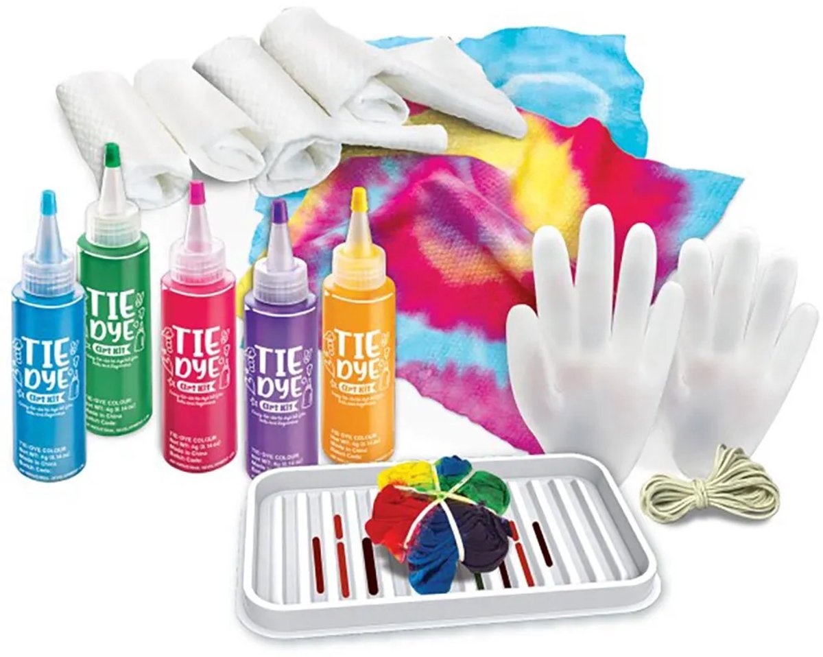 4m di creazioni - crea la tua arte tie dye - 7 pezzi - pacchetto hobby - kit artistico kidzmaker - 8+