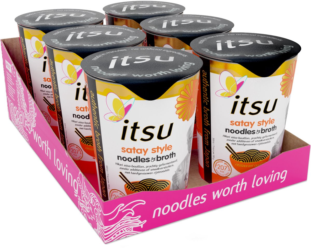 Tazza di noodle Itsu satay 6 x 67 grammi