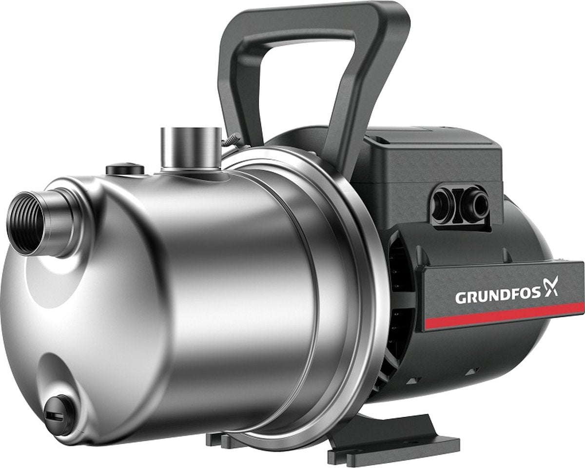 Pompa orizzontale autoadescante Grundfos jp 4-54 pm1 per acqua piovana, nom. portata 4 m³ all'ora, nom. corrente per pompa 6,6 a, 1, acciaio inossidabile