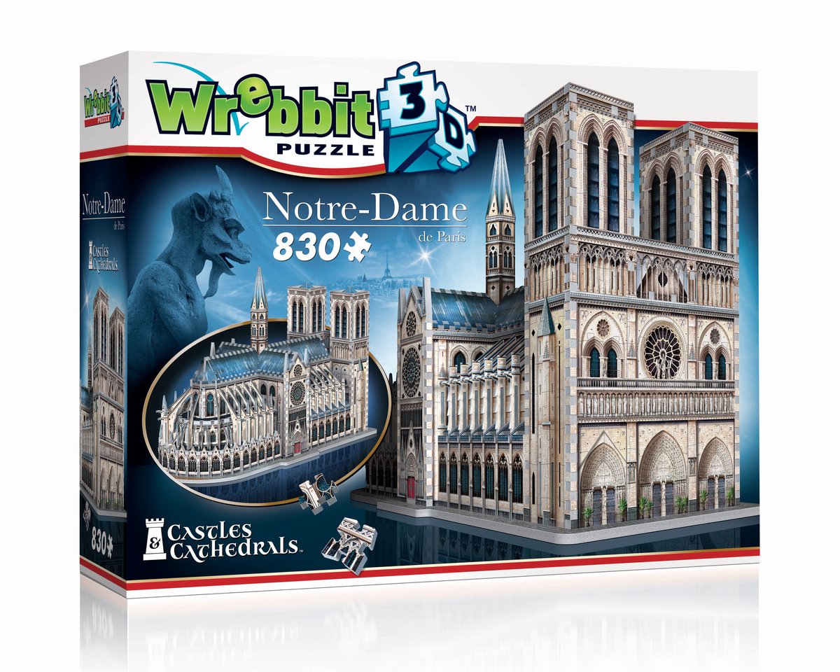 Wrebbit notre-dame de paris - puzzle 3d - 830 pezzi