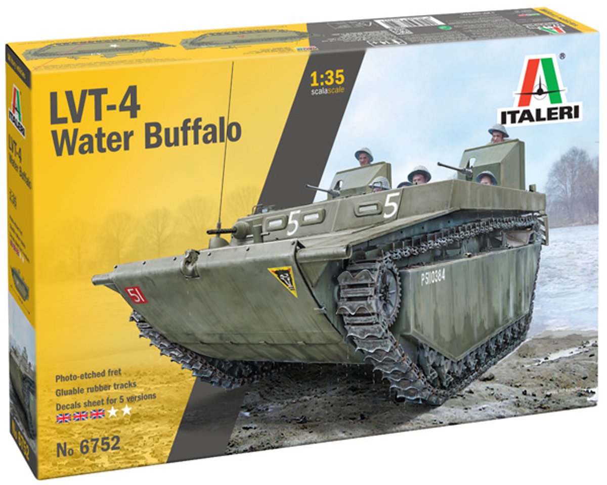Maqueta Italeri de vehículos militares - 6752 lvt-4 búfalo de agua (eto) - vehículo militar de plástico - 1:35 - fabricación de modelos
