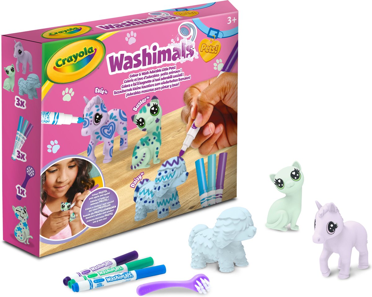 Crayola - washimals - hobbypakket - pets navulset met 3 puppy's pastelkleuren