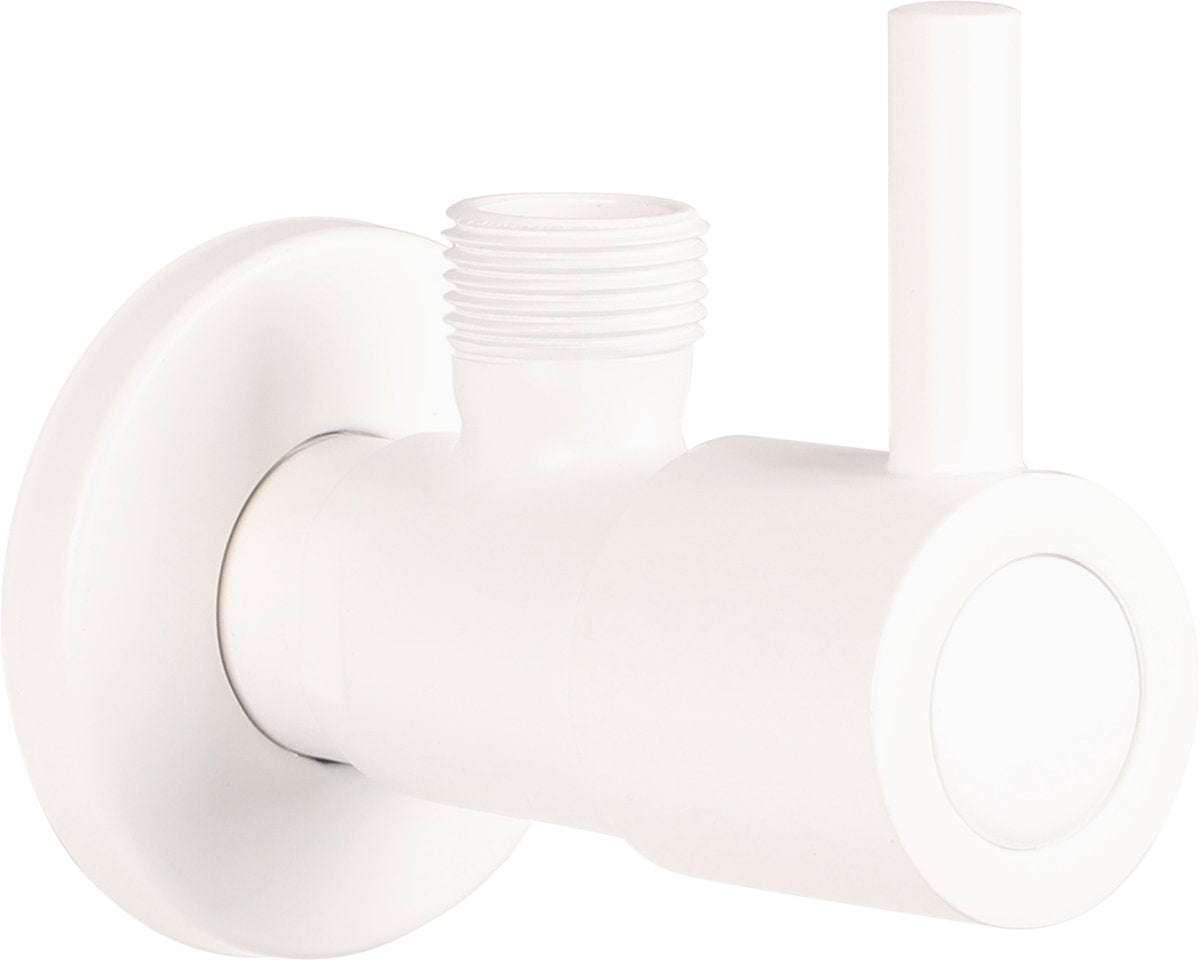 Válvula de esquina Differnz blanco mate - con roseta - grifo para inodoro