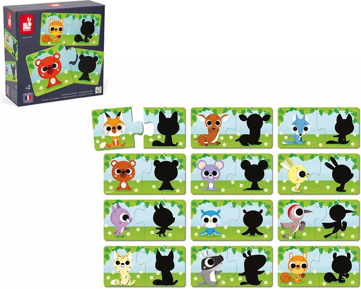 Janod - gioco di puzzle - animali e le loro ombre