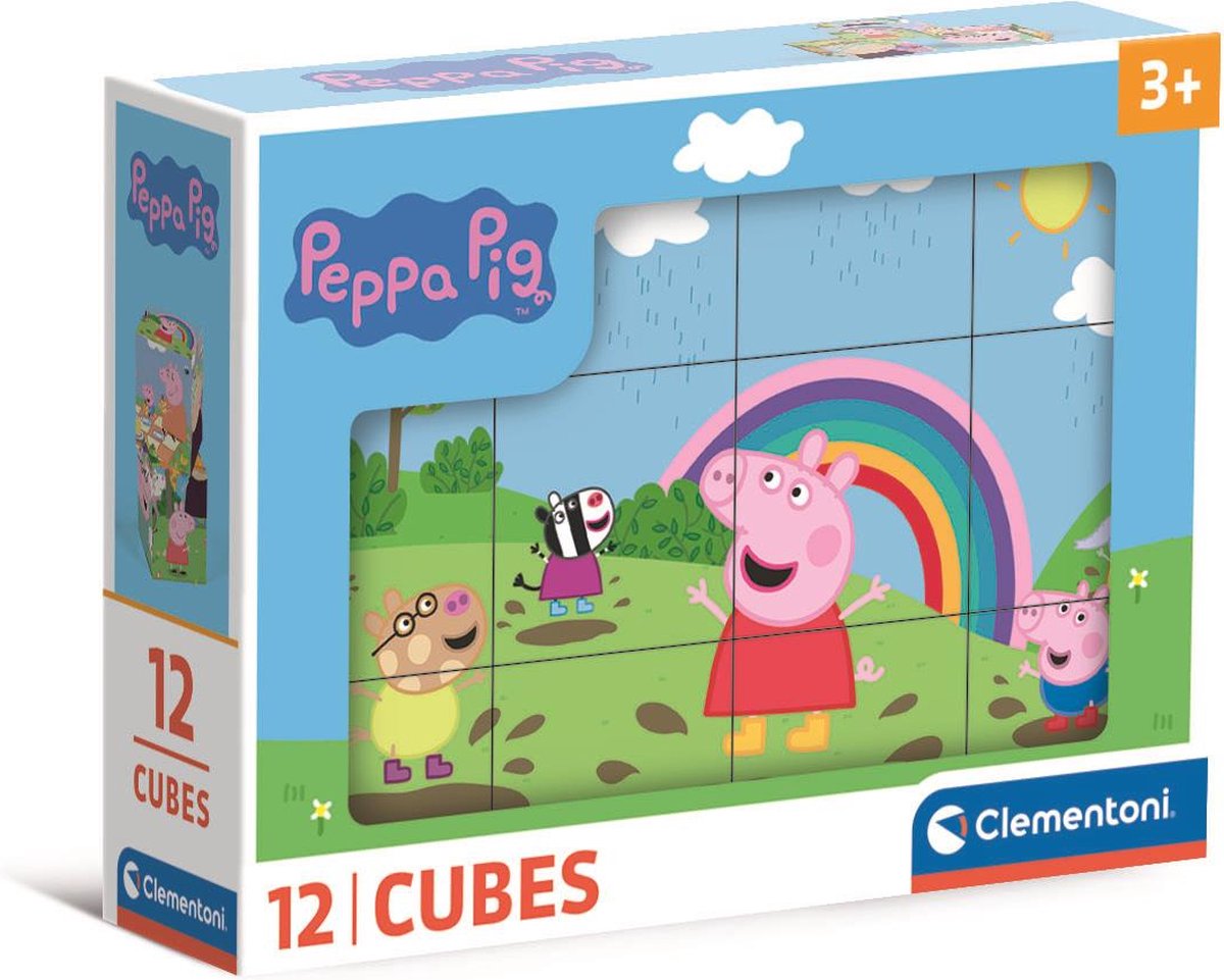 Clementoni - rompecabezas de 12 bloques - peppa pig - 6 imágenes - a partir de 3 años